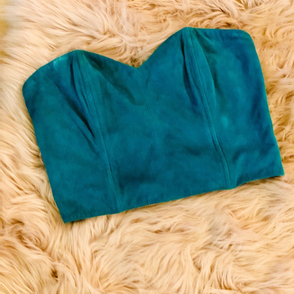 In Transit Vintage Teal Suede Bustier